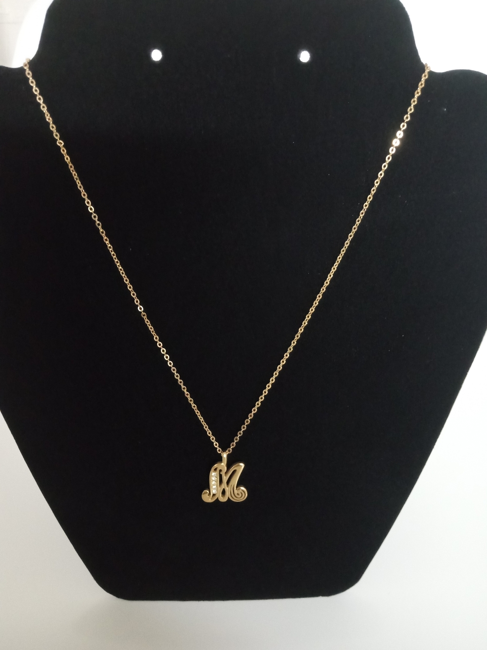 Vintage Gold Initial 'M' Pendant Necklace - Women's Jewelry